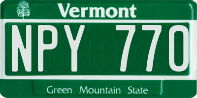 VT license plate NPY770