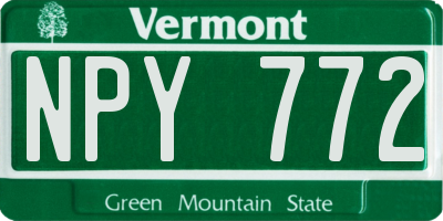 VT license plate NPY772