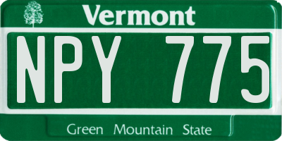 VT license plate NPY775