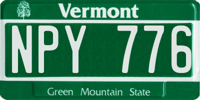 VT license plate NPY776
