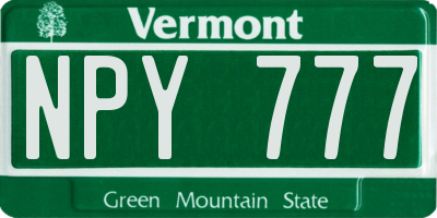 VT license plate NPY777