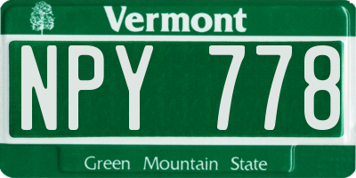 VT license plate NPY778