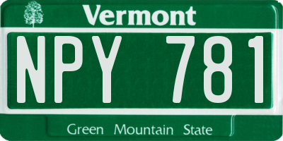 VT license plate NPY781