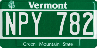 VT license plate NPY782