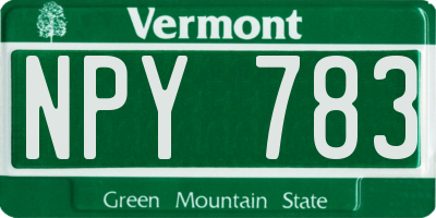 VT license plate NPY783