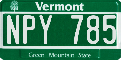 VT license plate NPY785