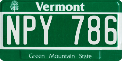 VT license plate NPY786