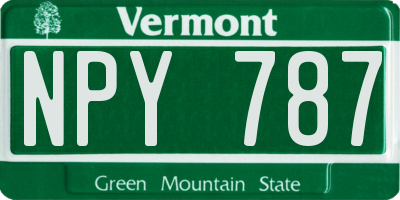 VT license plate NPY787