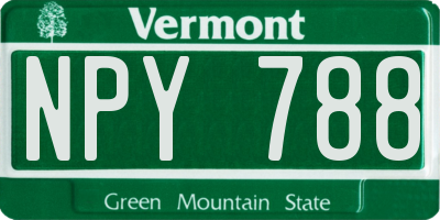 VT license plate NPY788