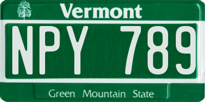 VT license plate NPY789