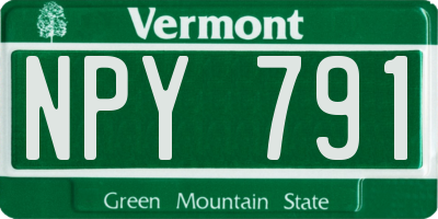 VT license plate NPY791