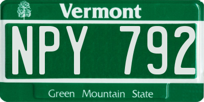 VT license plate NPY792