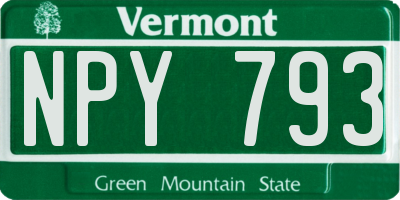 VT license plate NPY793