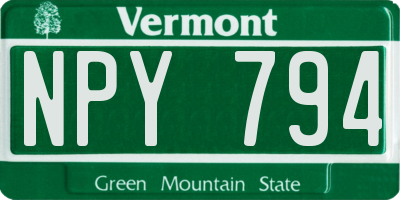 VT license plate NPY794