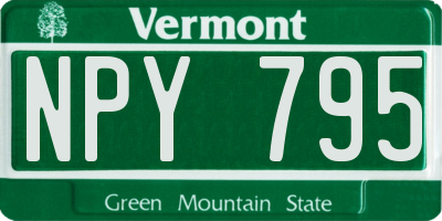VT license plate NPY795
