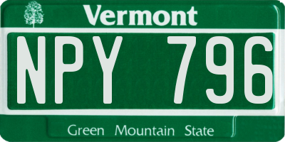 VT license plate NPY796