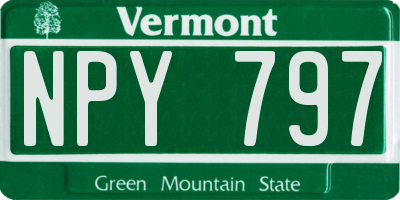 VT license plate NPY797