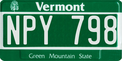 VT license plate NPY798