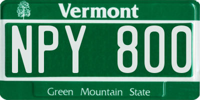 VT license plate NPY800
