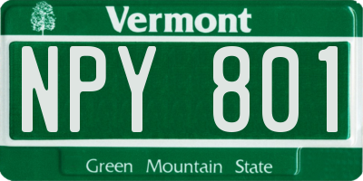 VT license plate NPY801