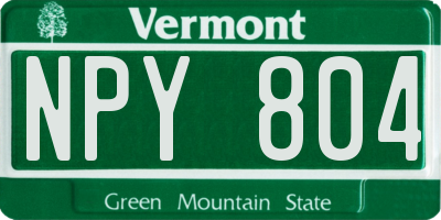 VT license plate NPY804