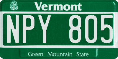VT license plate NPY805