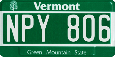VT license plate NPY806