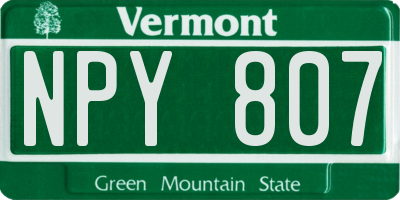 VT license plate NPY807