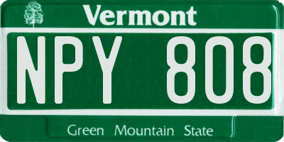 VT license plate NPY808
