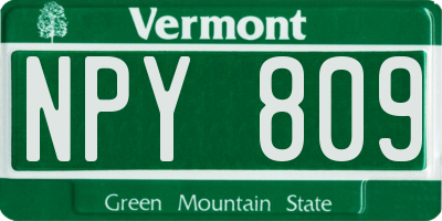 VT license plate NPY809