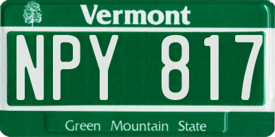 VT license plate NPY817