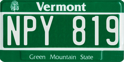 VT license plate NPY819