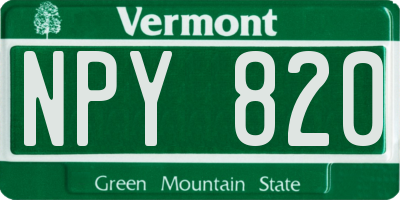 VT license plate NPY820