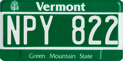 VT license plate NPY822