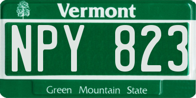 VT license plate NPY823