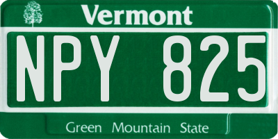 VT license plate NPY825