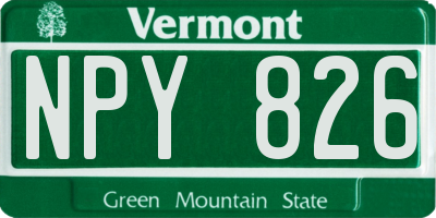 VT license plate NPY826