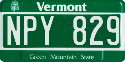 VT license plate NPY829