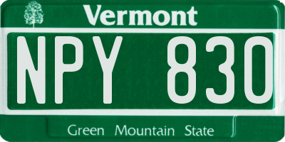 VT license plate NPY830