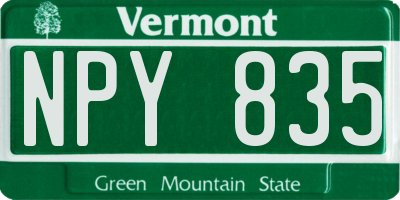 VT license plate NPY835