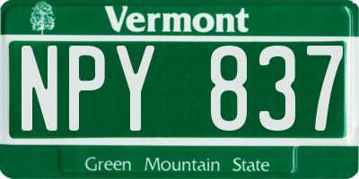VT license plate NPY837
