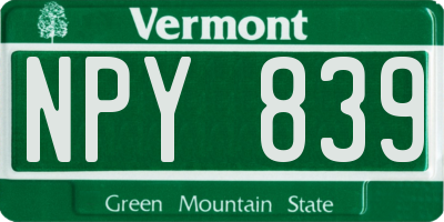VT license plate NPY839