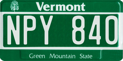 VT license plate NPY840