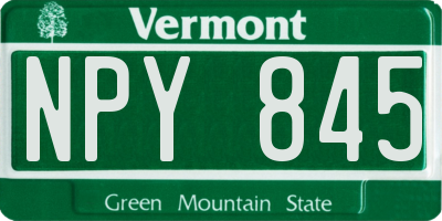 VT license plate NPY845