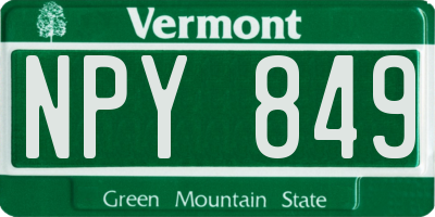 VT license plate NPY849