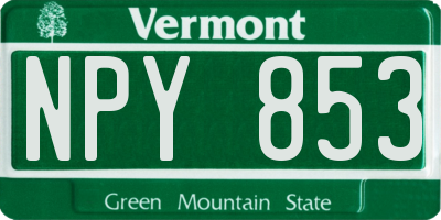 VT license plate NPY853