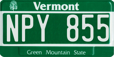 VT license plate NPY855