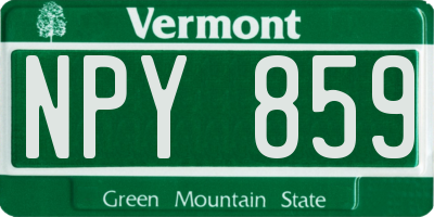 VT license plate NPY859