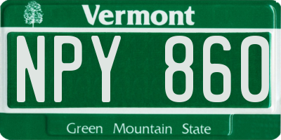 VT license plate NPY860