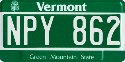 VT license plate NPY862